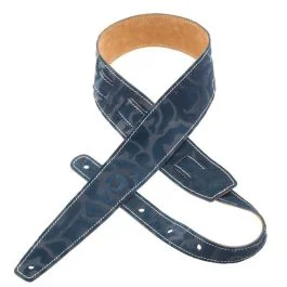 Magrabo’ Tracolla chitarra Holes HS Embossed damasco blu 6cm | Cavalli Musica