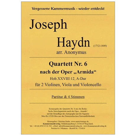 Haydn, J.: Quartett Nr. 6 nach der Oper »Armida«