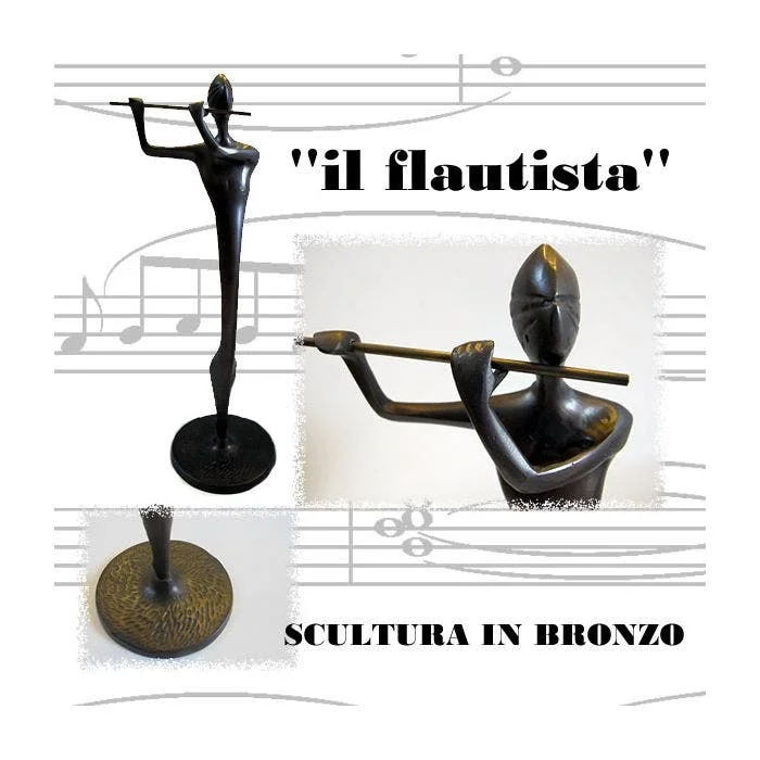 FLAUTISTA IN BRONZO SCULTURA