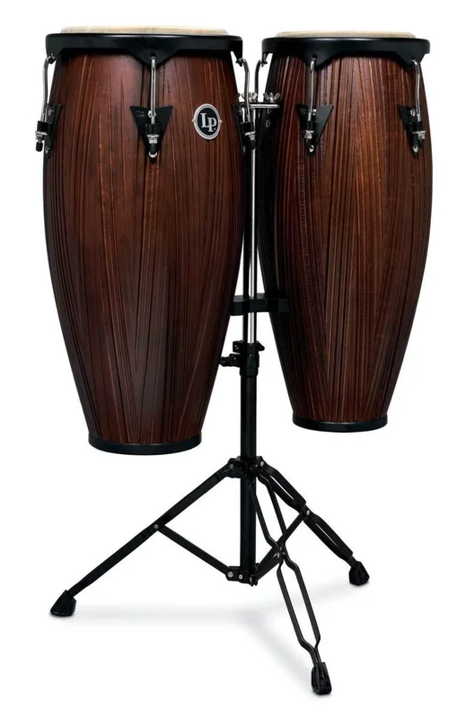 LATIN PERCUSSION LP646NY CARVED MANGO / BLACK POWDER SET CONGA 10″ & 11″