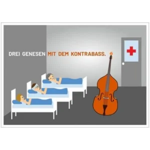 Postkarte »Drei genesen mit dem Kontrabass«