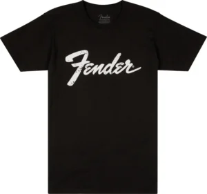 Fender T-Shirt Logo Date Back Tee con logo Fender e date Chitarre e Amp, XL Nero