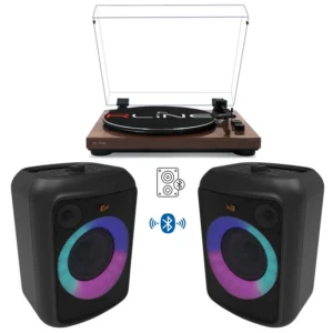 Redline RLTN11GWLN Giradischi cinghia Bluetooth Noce L. + 2 Klipsch GIG XL 30w RMS