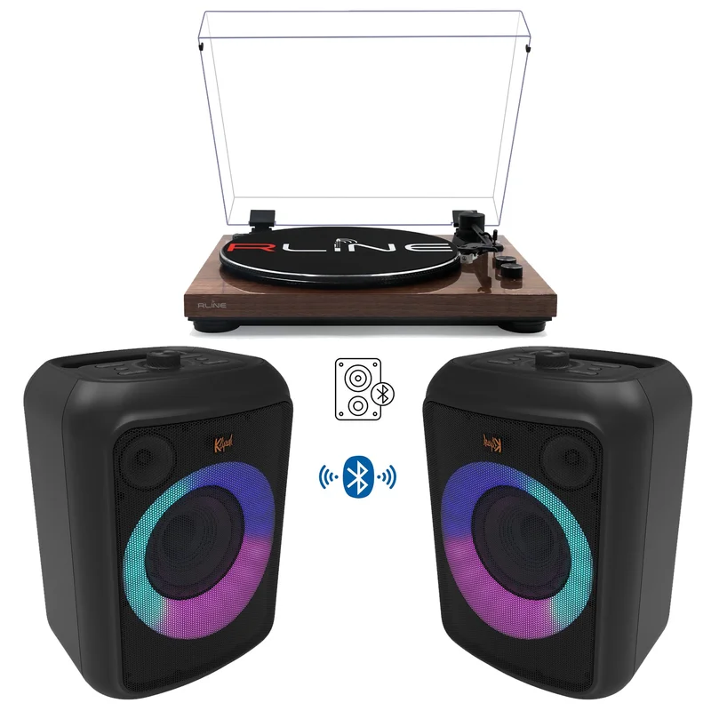 Redline RLTN11GWLN Giradischi cinghia Bluetooth Noce L. + 2 Klipsch GIG XL 30w RMS