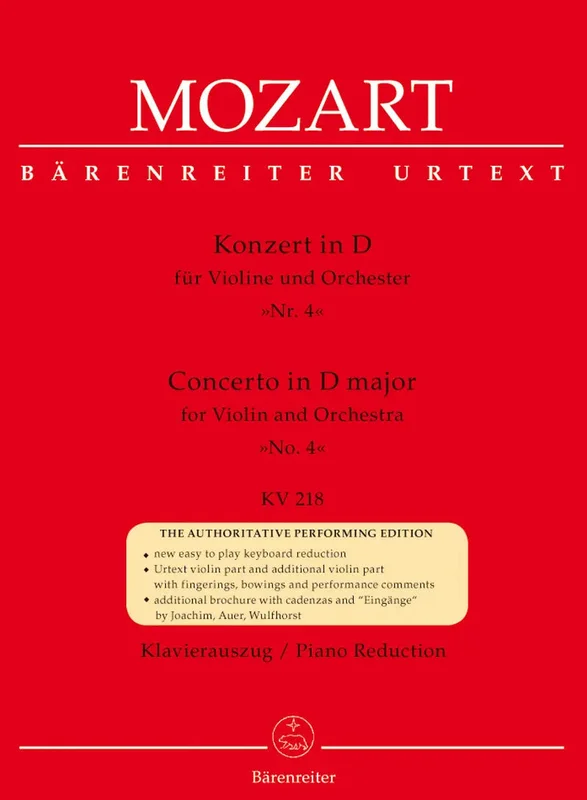 MOZART – Concerto in Re Maggiore N.4 KV218 – Violino e Piano