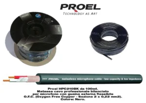 Proel HPC210BK BOBINA 100mt matassa Cavo bilanciato professionale per microfono