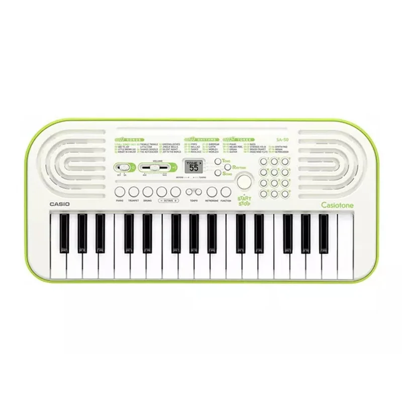 Casio SA-50 Mini Tastiera polifonica a 32 tasti, Bianco fondo in Verde Lime
