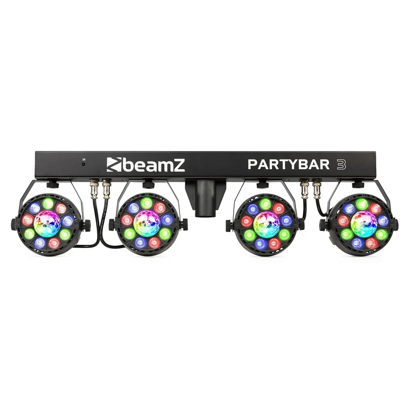 Beamz PartyBar3 Barra d’illuminazione 4PAR 9x1W RGB MagicBall DMX IR + treppiedi