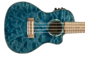 Lanikai QM-BLCEC Blue Quilted Maple Concert Ukulele w/ Pickup