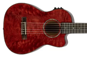 Lanikai QM-RDCEG Red Quilted Maple Guitelele with Pickup