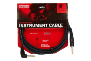 D’Addario PW-GRA-10 Custom Series Straight to Right Angle Instrument Cable – 10 foot