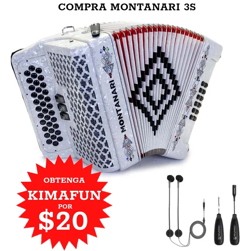 Montanari 3412 Acordeón 3 Switch SOL Incluye Microfono Kimafun
