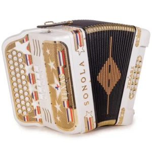 Sonola Edición Especial Texas Acordeón 5 Registros FA Blanco con Dorado