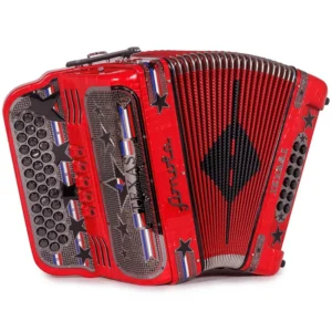 Sonola Edición Especial Texas Acordeón 5 Registros EAD Celuloide Rojo Metal con Negro
