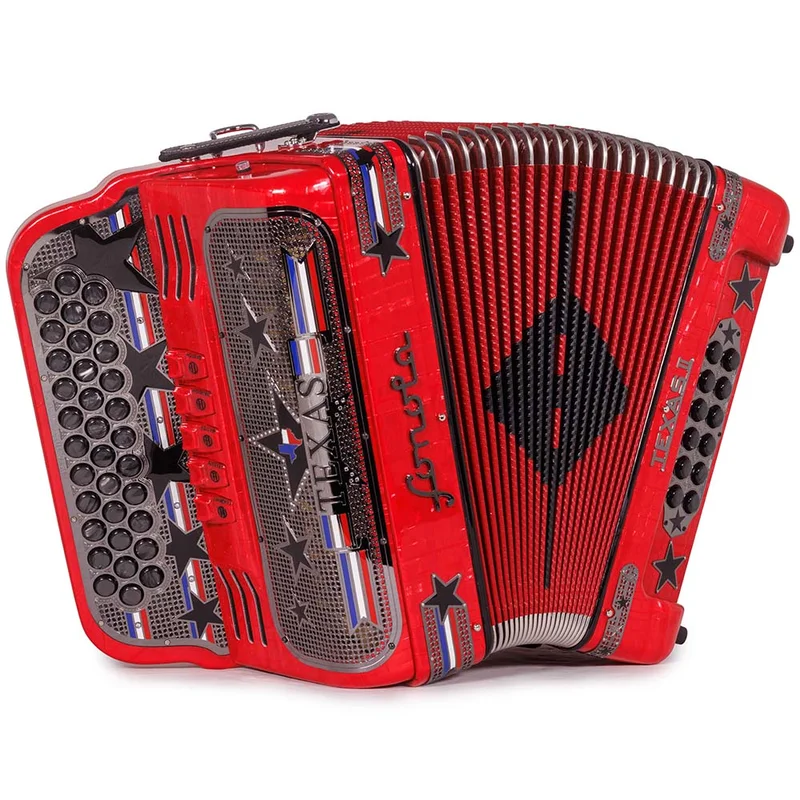 Sonola Edición Especial Texas Acordeón 5 Registros EAD Celuloide Rojo Metal con Negro
