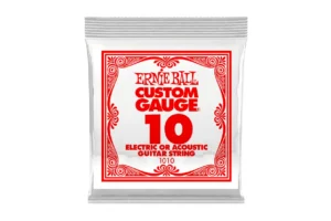 Ernie Ball Plain Steel String Electric or Acoustic Guitar SINGLE STRING – .010 Guage