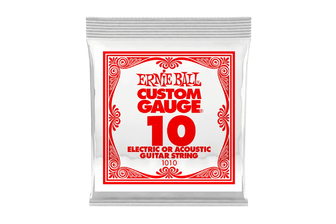 Ernie Ball Plain Steel String Electric or Acoustic Guitar SINGLE STRING – .010 Guage
