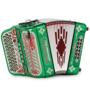 Crucianelli Cavaliere II Acordeón Ultra Compacto 5 Registros Fa Brillo Verde con Rojo