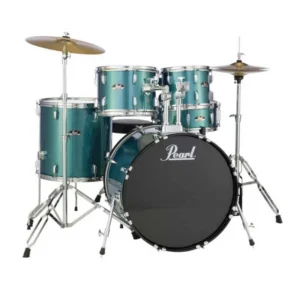 Batería Acústica 5 Piezas Serie Roadshow Bombo 22 Plg – Incluye Hardware, Y Platillos – Aqua Blue Glitter – Pearl – RS525SC/C703AB
