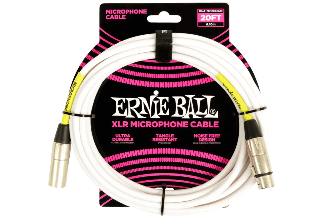 Ernie Ball 20′ Male / Female XLR Microphone Cable – WHITE