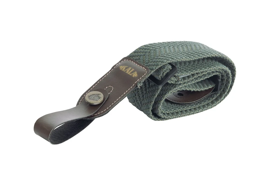 Kala STP-HOLV Olive Herringbone Polyester Ukulele Strap Made in Brazil