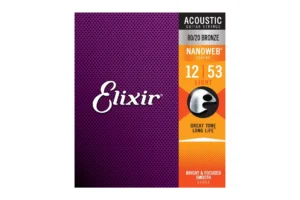 Elixir 11052 Nanoweb 80/20 Bronze Acoustic Guitar Strings – Light .012-.053