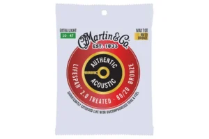 Martin MA170T 80/20 Bronze Lifespan 2.0 Authentic Acoustic Guitar Strings – Extra Light .010-.047
