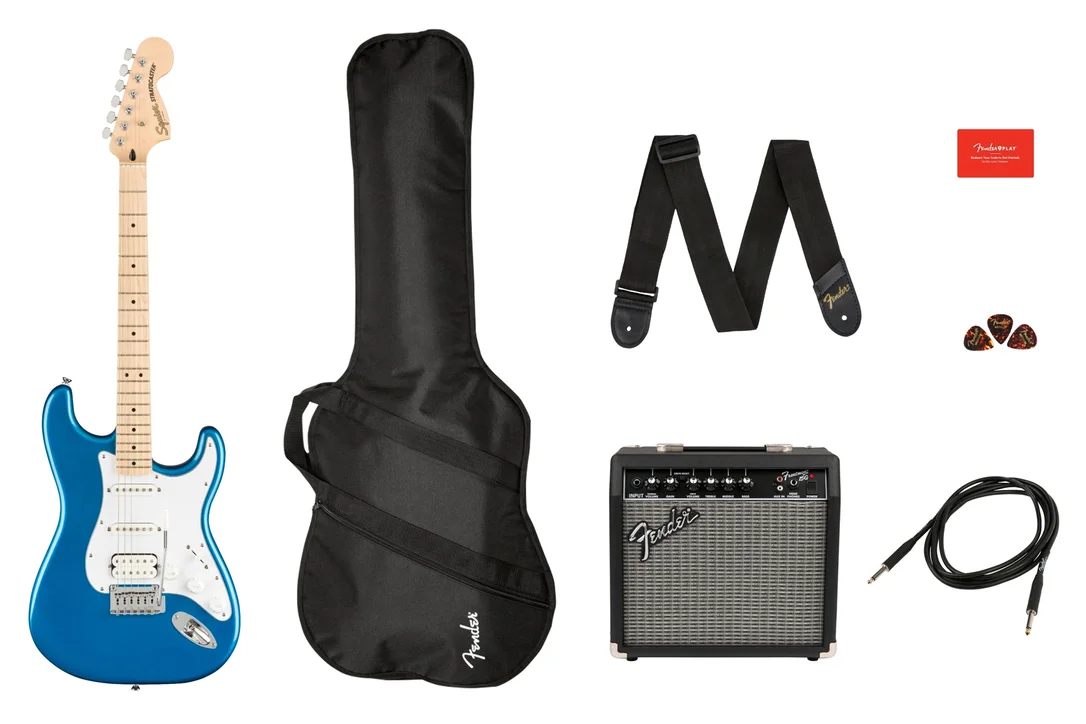 Squier By Fender Affinity Series Stratocaster HSS Guitar Pack – Lake Placid Blue