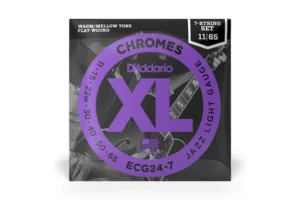 D’Addario ECG24-7 XL Chromes Electric 7-String Guitar Strings – Jazz Light .011-.065
