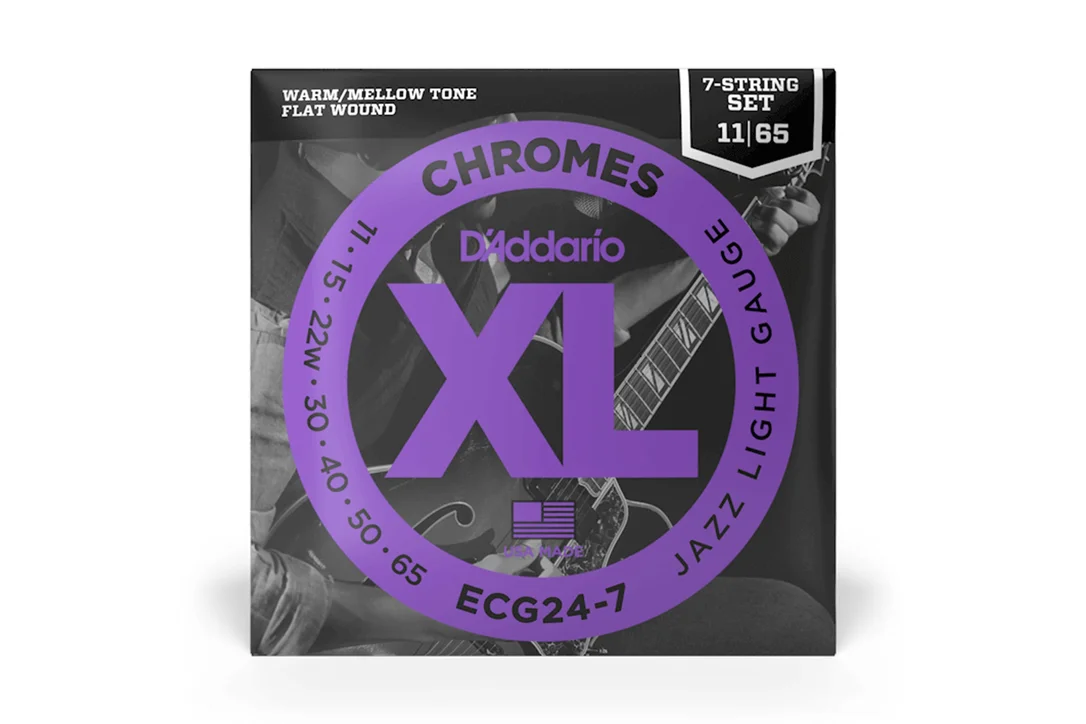 D’Addario ECG24-7 XL Chromes Electric 7-String Guitar Strings – Jazz Light .011-.065