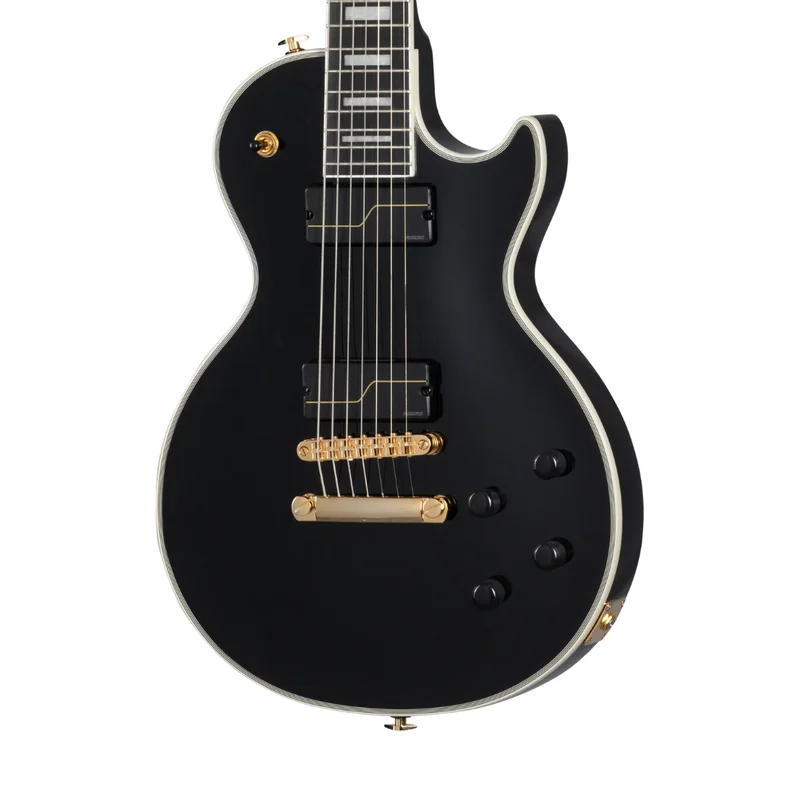 Guitarra Eléctrica Matt Heafy Les Paul Custom 7 Cuerdas Incluye Estuche Rigido, Color Ebony – Epiphone – EILPCMKH7EBGH3
