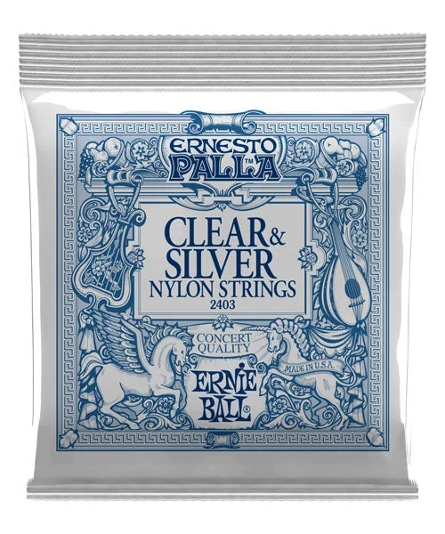 Cuerdas Ernie Ball Clear & Silver Nylon 2403 para Guitarra Clásica Tensión Media