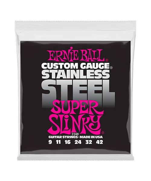 Cuerdas Ernie Ball Super Slinky Acero Inoxidable 2248 para Guitarra Eléctrica 9-42