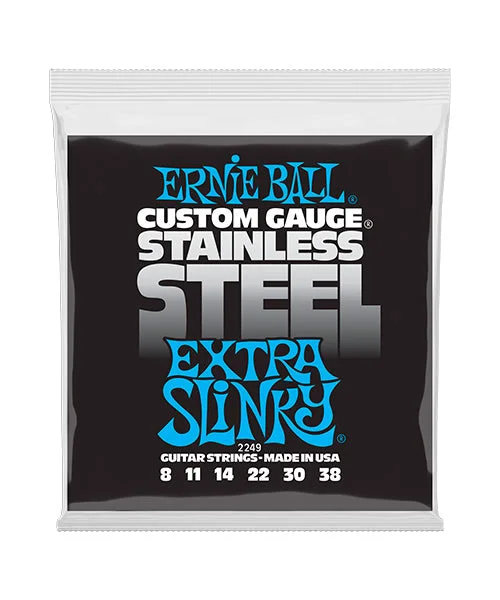 Cuerdas Ernie Ball Extra Slinky Acero Inoxidable 2249 para Guitarra Eléctrica 8-38