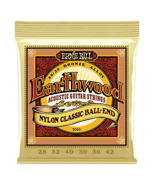 Cuerdas Ernie Ball Earthwood Folk Nylon Bronce 80/20 2069 para Guitarra Clásica