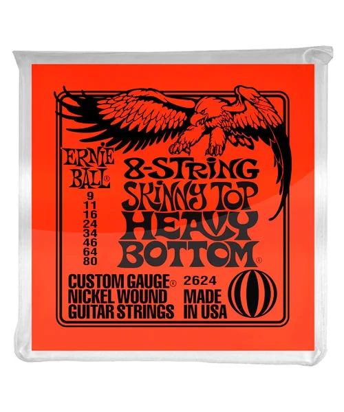 Cuerdas Ernie Ball Skinny Top Heavy Bottom 2624 para Guitarra Eléctrica de 8 Cuerdas 9-80