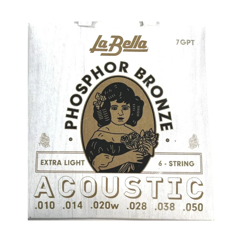 Juego De Cuerdas Para Guitarra Acústica Ent.Bronce Delgada Extra Light .10-.50 – La Bella – 7GPT
