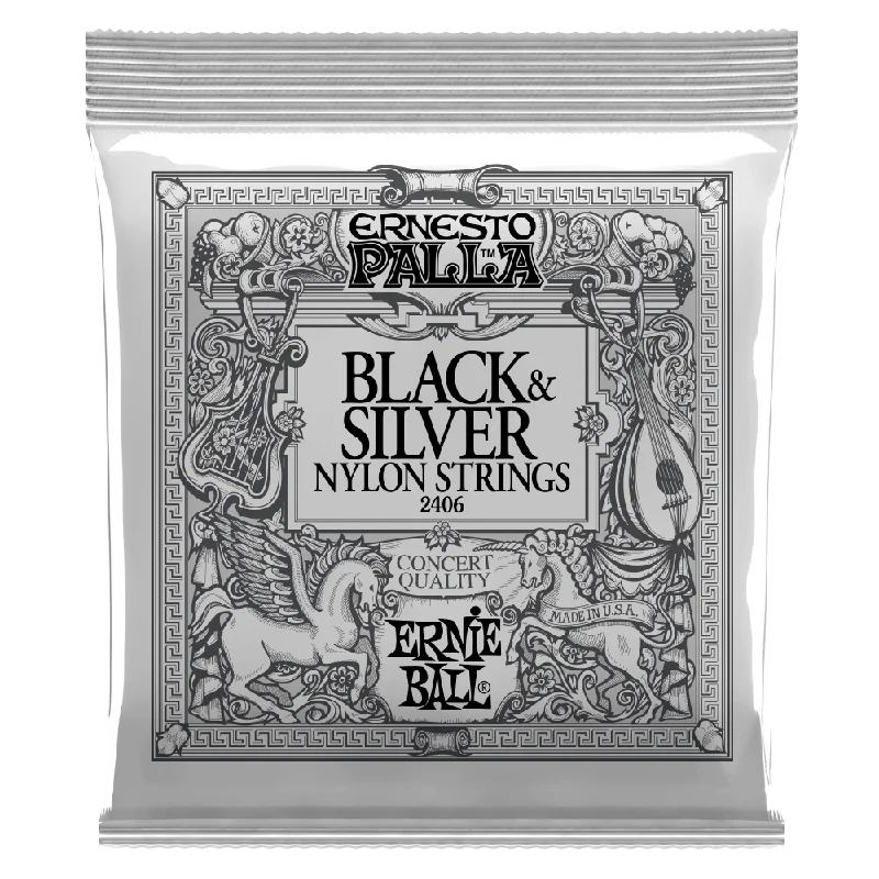 CUERDAS ERNIE BALL E.PALLA P02406 BLACK NYLON AND SILVER PARA GUITARRA ACUSTICA