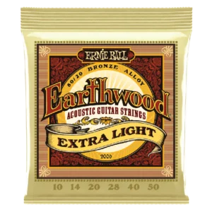 CUERDAS ERNIE BALL EARTHWOOD 80/20 BRONCE EXTRA LIGHT P02006 (10-50) PARA GUITARRA ACUSTICA TIPO FOLK