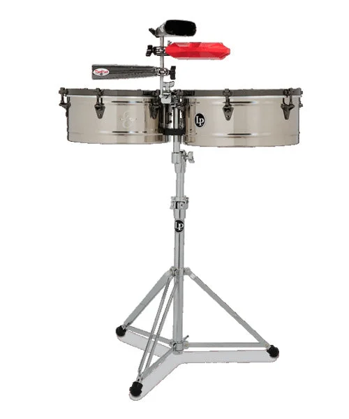 Latin Percussion Timbales 14″ y 15″ LP1415-EC con Atril Cromado E-Class
