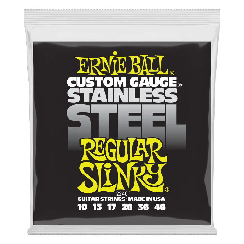 CUERDAS ERNIE BALL REGULAR SLINKY P02246 EN ACERO INOXIDABLE PARA GUITARRA ELECTRICA CALIBRE 10-46