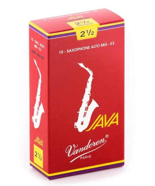 Caña Vandoren JAVA “Filed-Red Cut” para Saxofón Alto 2 1/2-Caja de 10 piezas