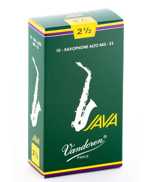 Caña Vandoren JAVA para Saxofón Alto 2 1/2 – Caja de 10 piezas