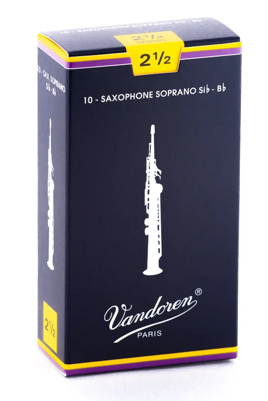 Caña Vandoren Tradicional para Saxofón Soprano 2 1/2 – Caja de 10 Piezas