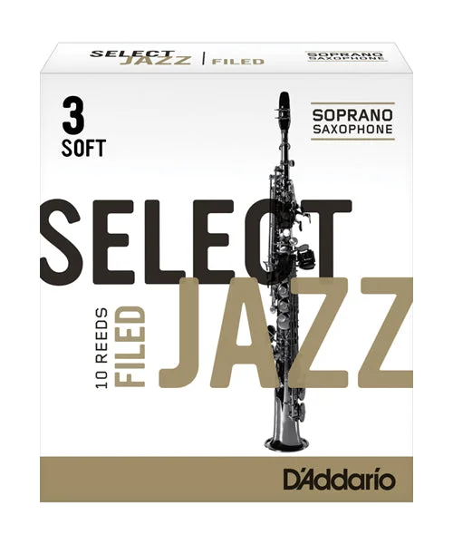 Caña D’Addario “Select Jazz Filed” RSF10SSX3S(10) para Saxofón Soprano 3S-Caja de 10 Piezas
