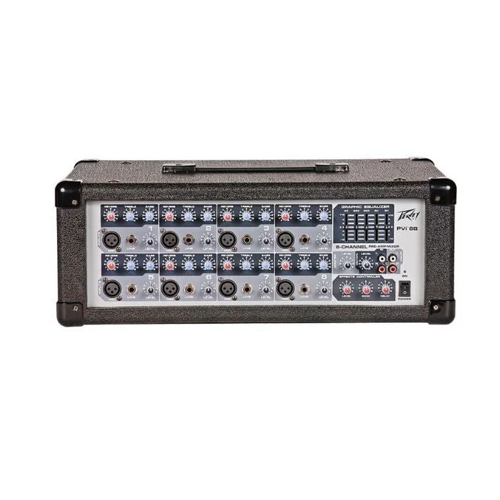Consola Análoga Amplificada 8 Canales 8 Mic L 1 Stereo In 2 Aux Post DSP FX EQ 5 Bandas 150 Watts – Peavey – PVI8B