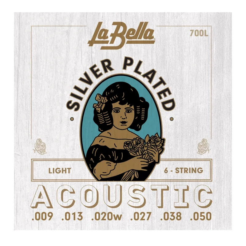 Juego De Cuerdas Para Guitarra Acústica Plateadas Delgada – La Bella – 700L