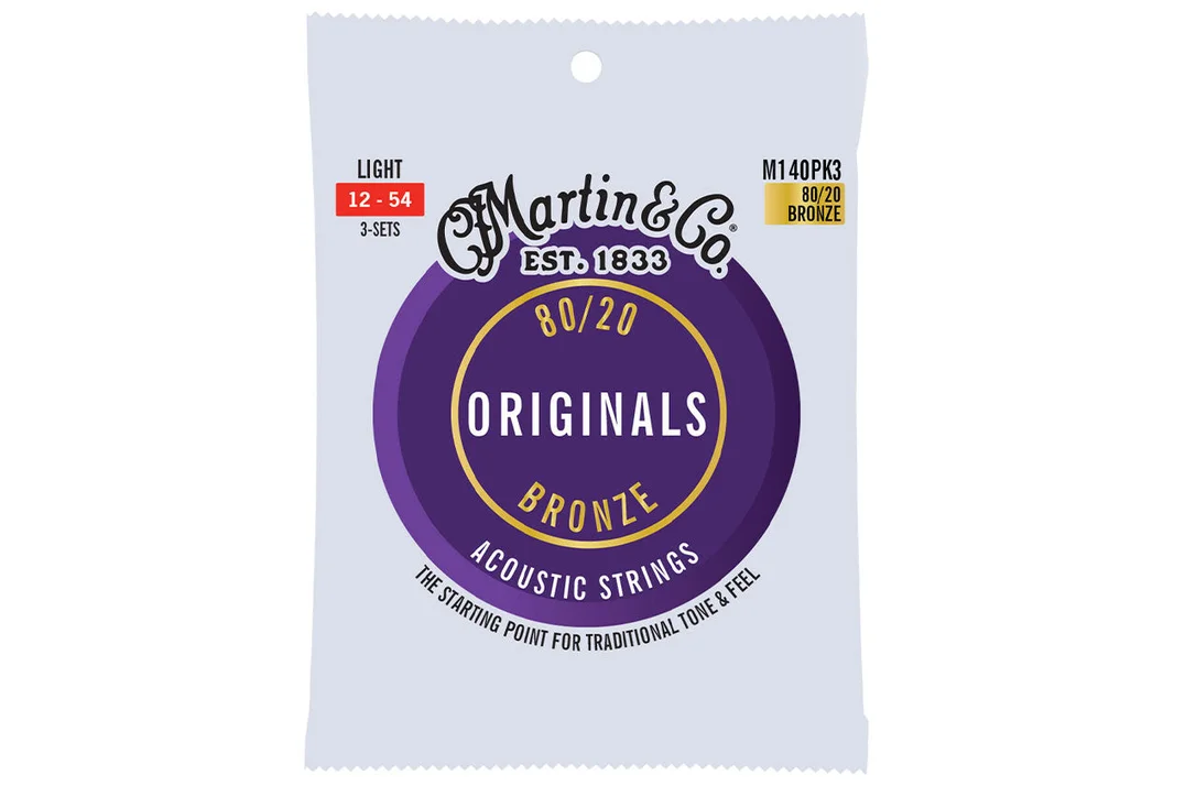 Martin M140PK3 3-Pack Acoustic 80/20 Bronze Guitar Strings – Light .012-.054