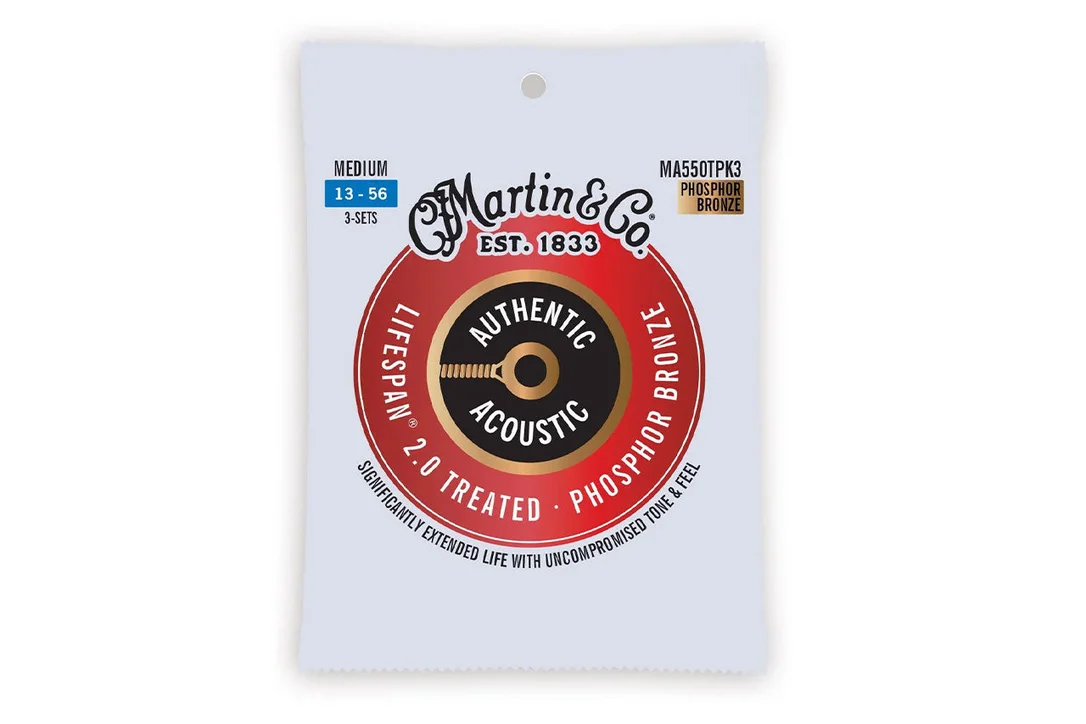 Martin MA550TPK3 3-Pack Acoustic Phosphor Bronze Guitar Strings – Medium .013-.056