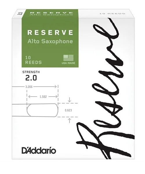 Caña D’addario “Reserve” DJR1020(10) para Saxofón Alto 2-Caja de 10 Piezas